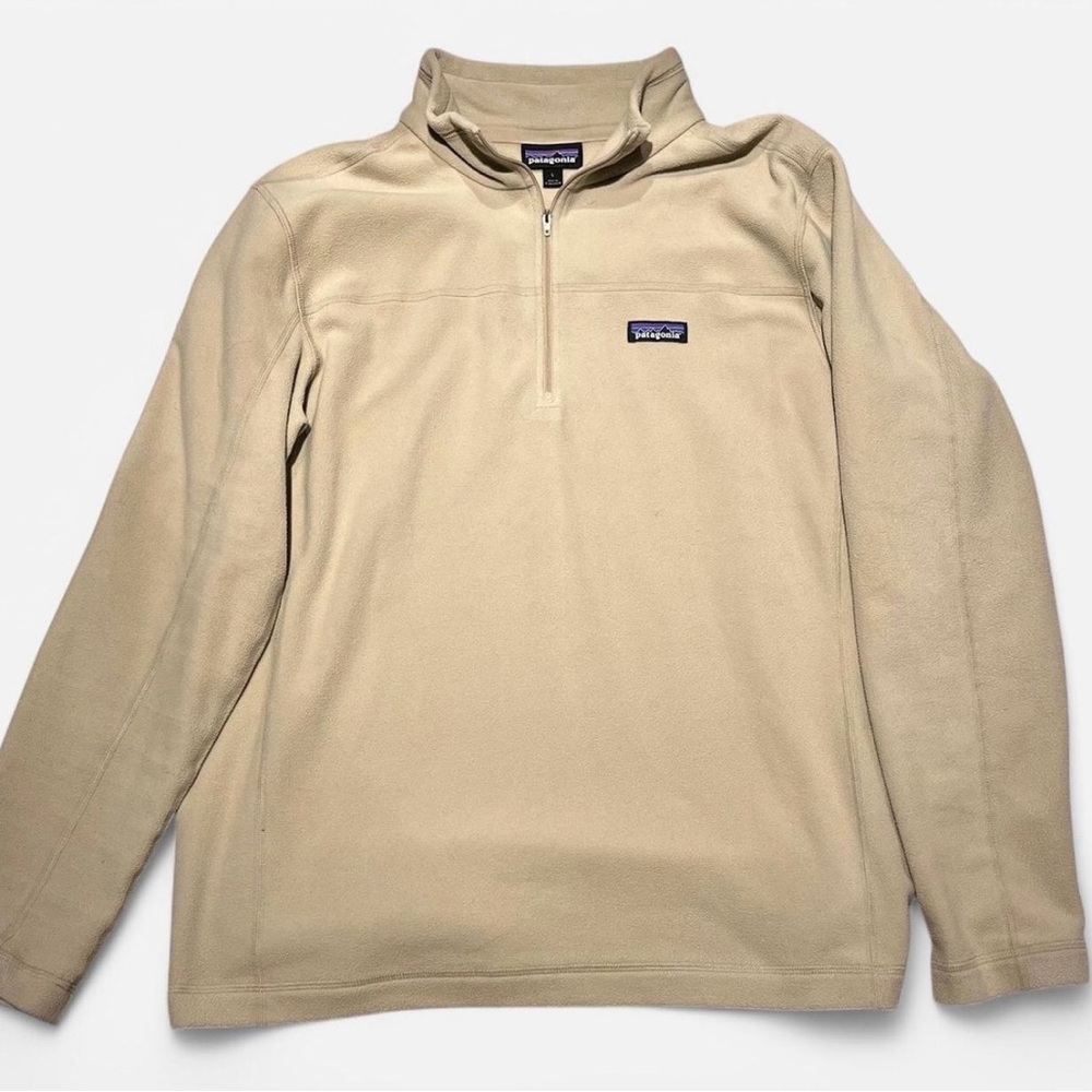 Patagonia Men’s Micro D 1/4-Zip Fleece Pullover – Large, Cream